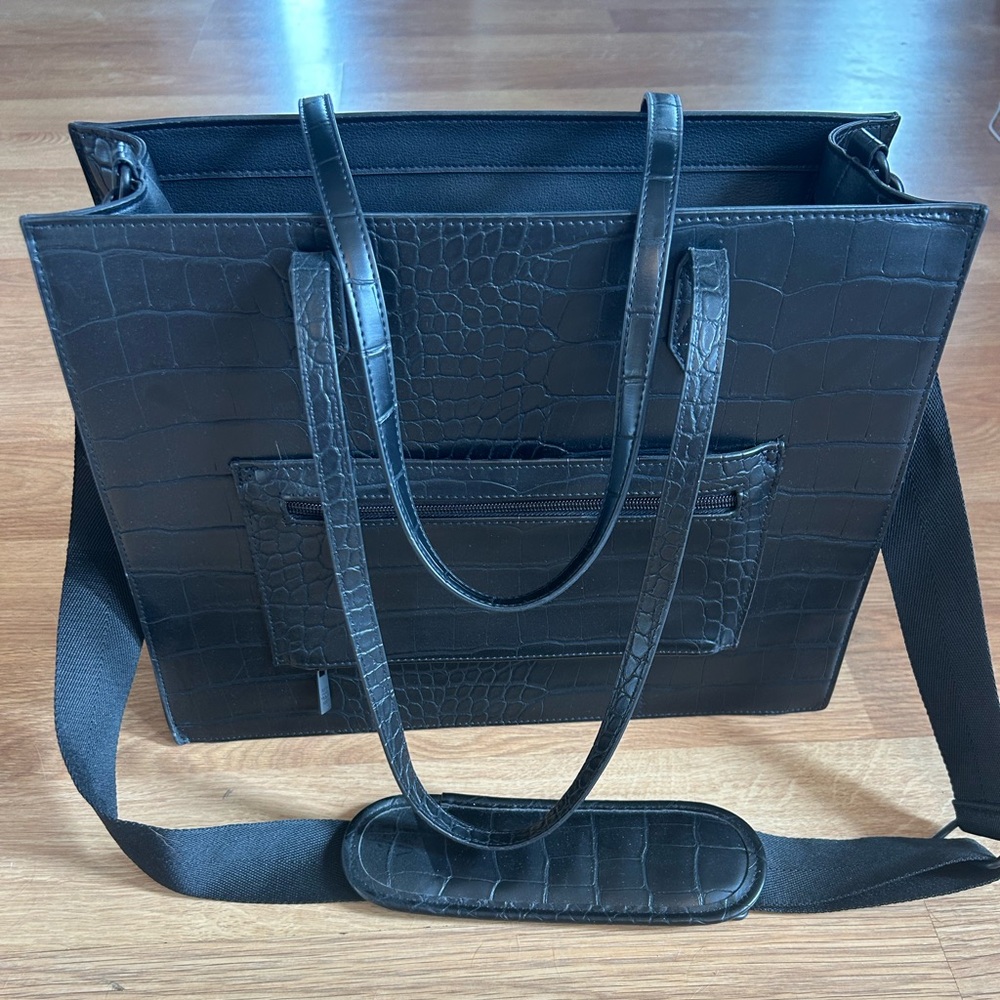 BEIS Black The Work Tote Croc